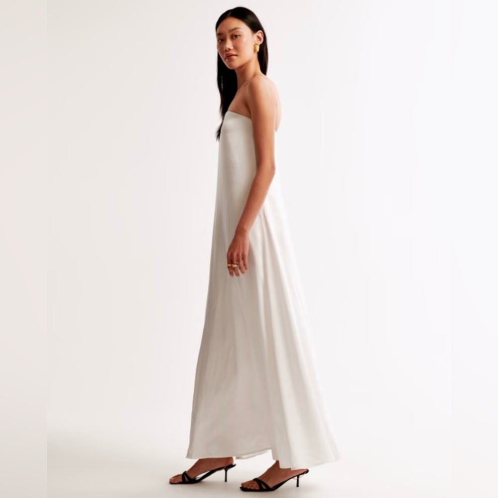NWT {Abercrombie & Fitch} White Strapless Trapeze Maxi Dress - Picture 2 of 7